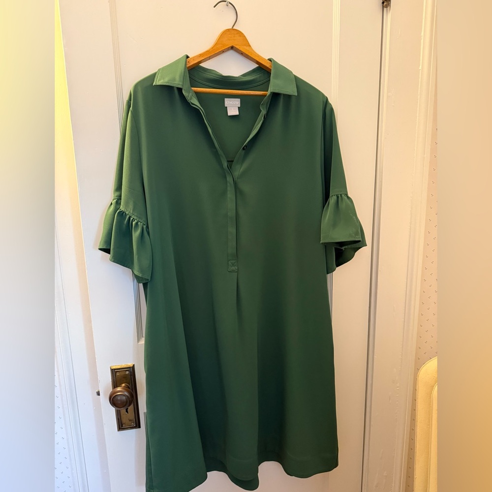 Beautiful Chico’s green collared dress sz 3